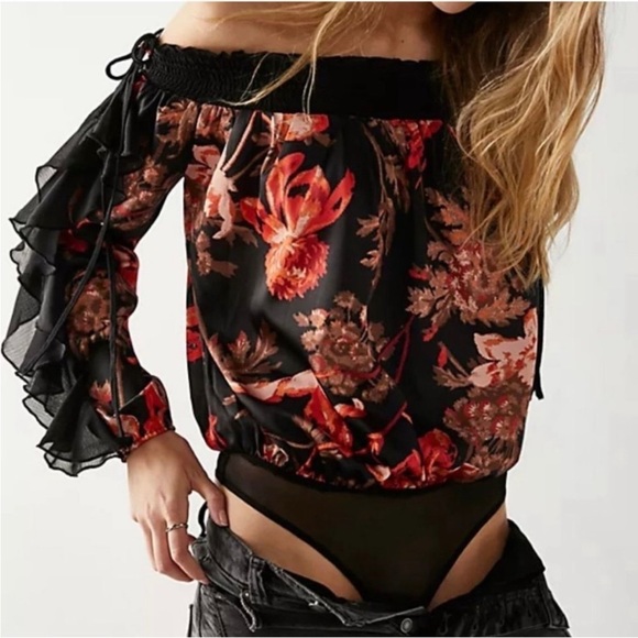 Free People Born To Love Bodysuit Top Midnight Combo Black - Picture 5 of 12